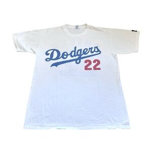 Vintage Starter L.A. Dodgers Brett Butler #22 White T-Shirt 90s MLB Baseball M